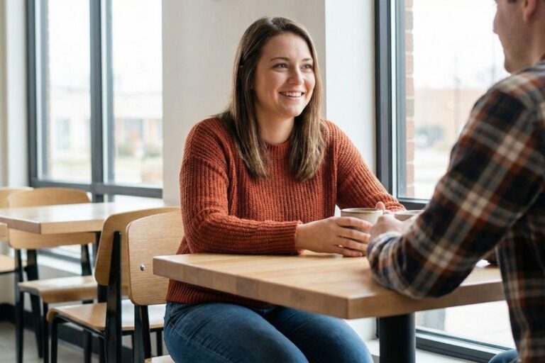 Woman on a date ignoring early dating red flags and her intuition.